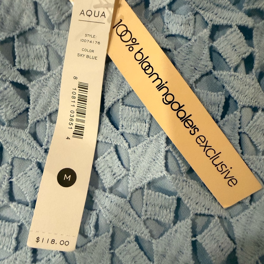 NWT AQUA Sky Blue Lace Long Sleeve Sheath Dress Size M - Picture 5 of 10